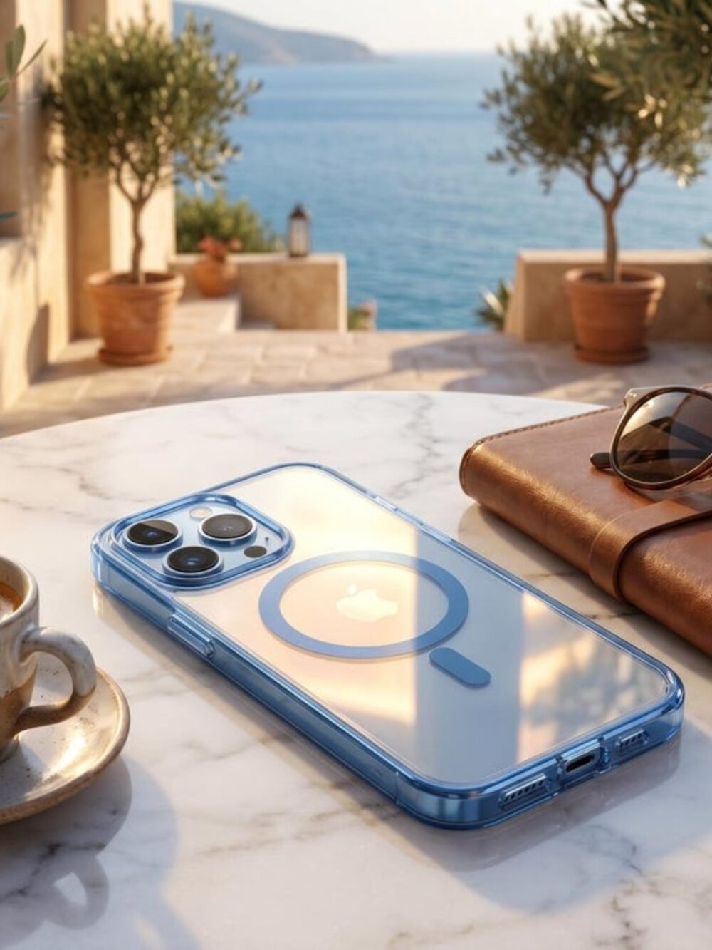 Magnetic Clear Shield iPhone Case - Blue Edge MagSafe Shockproof
